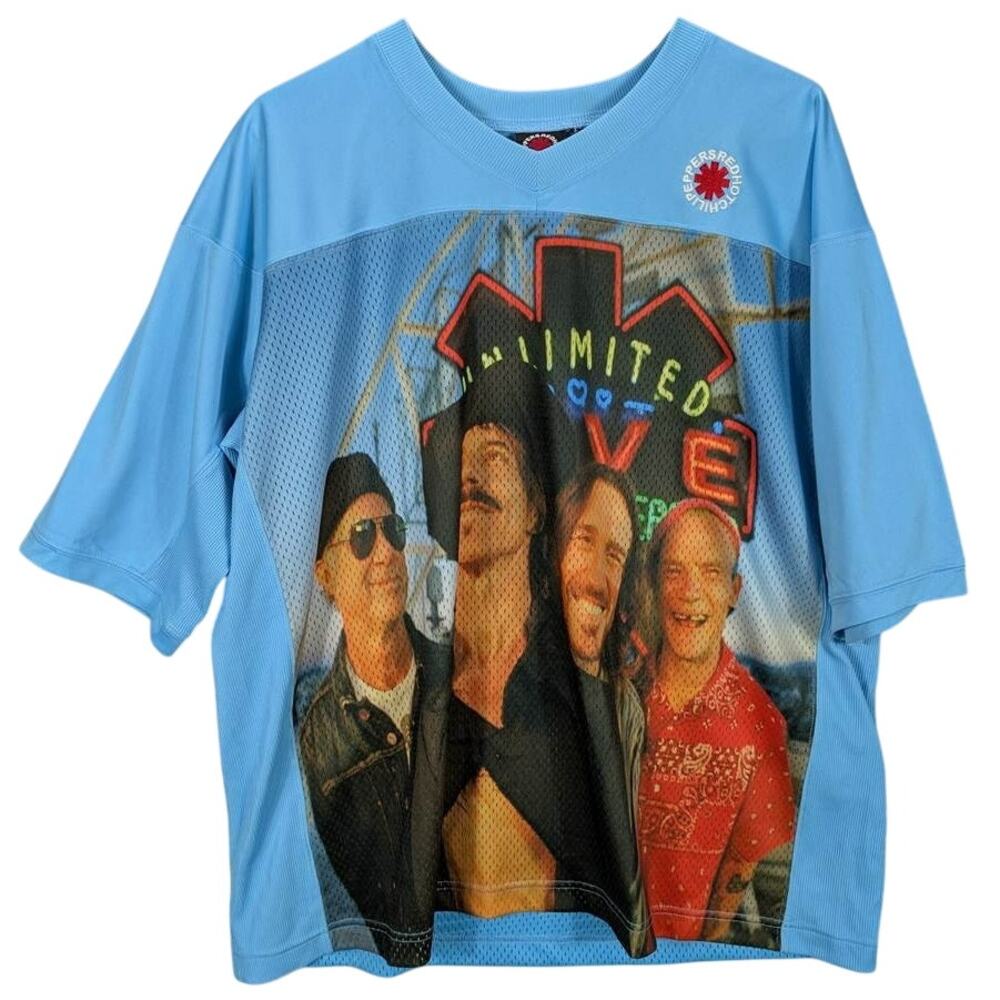 Red Hot Chili Peppers Jersey Mens Small Blue Shirt Short Sleeve Tour Band Merch